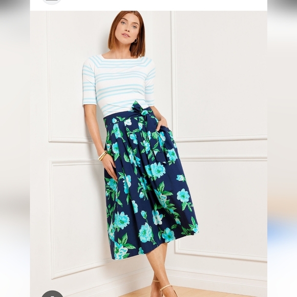 NWOT Talbots The Piper Pleated Midi Skirt- Stunning Floral - Picture 6 of 6